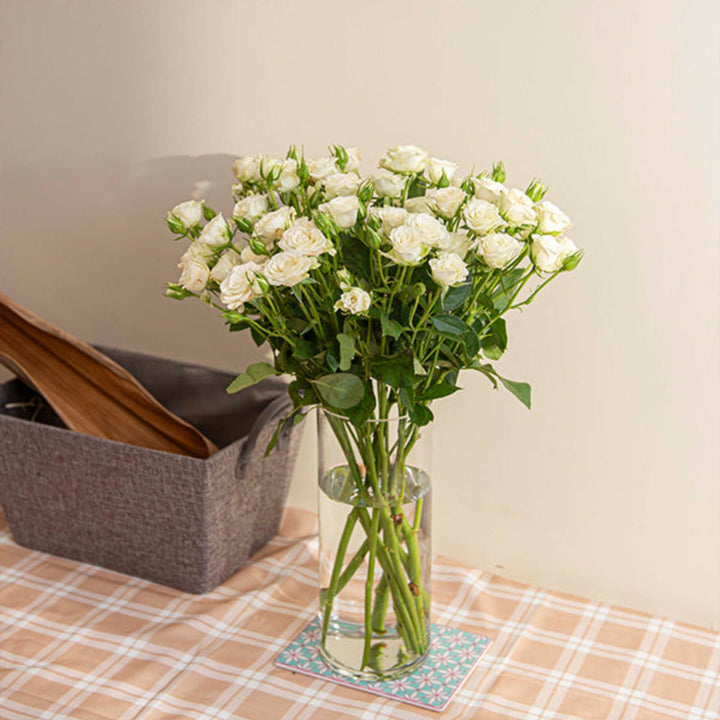 White roses baby flower bouquet with 10 stems by SQ Flora Kenya, fresh and delicate floral arrangement.